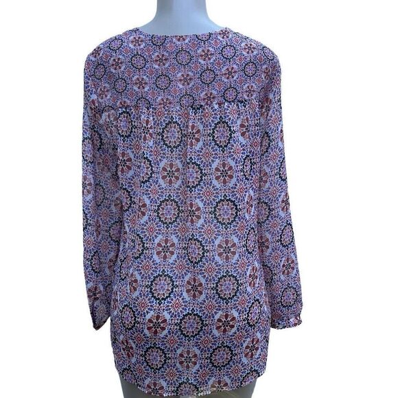 Violet + Claire Tunic Blouse Women's Medium Multicolor Keyhole Long Sleeves - Picture 12 of 15